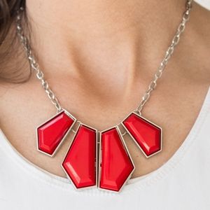 paparazzi Jewelry - Paparazzi Get Up and GEO Red Necklace Set paparazzi Jewelry - Paparazzi Get Up and GEO Red Necklace Set
